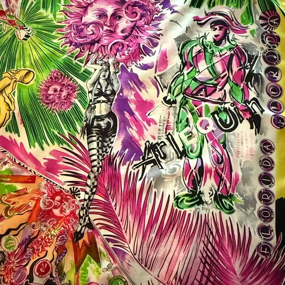 Versace Scarf. 100% Silk. Vibrant Multicolor. Made in Italy.